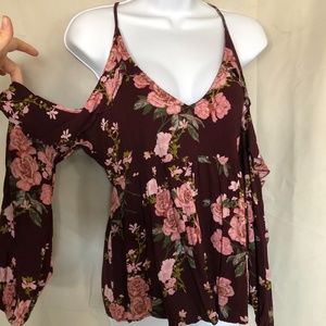 Maroon Floral print top